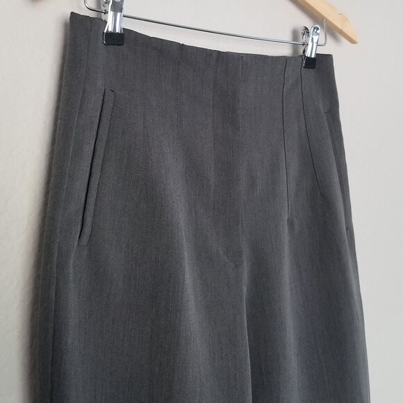 Zara High Waist Trouser Pants Size L Gray Tapered Leg Ankle Work Office Preppy - Picture 13 of 15